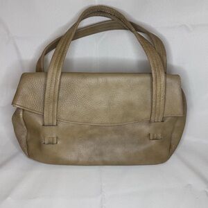 Vintage 90s Tan Leather Minimalist Shoulder Bag 12x8